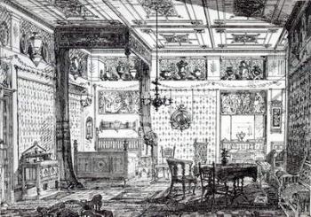 A Bed Room, from 'The House-Furnisher and Decorator, 1st December 1872 (litho) (b/w photo) | Obraz na stenu
