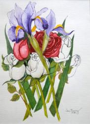 Irises and Roses,2007 (watercolour) | Obraz na stenu
