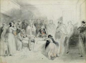 The final moments of the Duke of Orleans after the accident at Neuilly, 13th July 1842 (pencil on paper) | Obraz na stenu