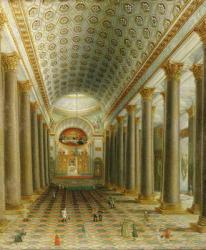 Interior view of the Kazan Cathedral in St. Petersburg (oil on canvas) | Obraz na stenu