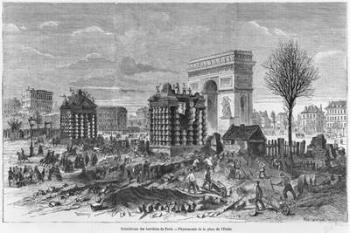 Demolition of the Paris barriers, Arc de Triomphe and Place de l'Etoile, engraved by Henry Duff Linton (1815-99) 1860 (engraving) (b/w photo) | Obraz na stenu