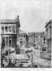 The Roman Forum of Antiquity, 1914 (b/w engraving) | Obraz na stenu