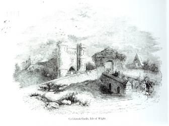 Carisbrook Castle, Isle of Wight (litho) (b/w photo) | Obraz na stenu