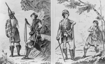 Scottish Soldiers of the Highlands and An Highland Officer and Serjeant (engraving) (b/w photo) | Obraz na stenu