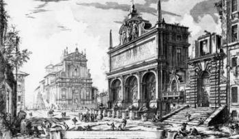 View of the Fontana dell'Acqua Felice with the Church of Santa Maria della Vittoria behind, from the 'Views of Rome' series, c.1760 (etching) | Obraz na stenu