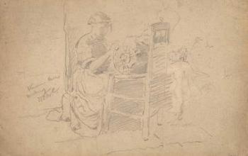 Venetian Lace Making, 1877-8 (graphite on laid paper) | Obraz na stenu