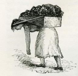 Woman carrying coal to the surface in East Scotland mines, from 'Cyclopaedia of Useful Arts and Manufactures' by Charles Tomlinson (engraving) | Obraz na stenu