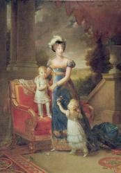 Marie-Caroline de Bourbon (1798-1870) with her Children in Front of the Chateau de Rosny, 1820 (oil on canvas) | Obraz na stenu