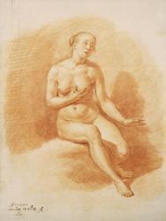 Female Nude, 1660 (red chalk on paper) | Obraz na stenu