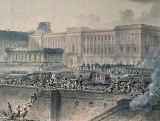 The Arrival of Louis XVI (1754-93) in Front of the Louvre, 17th July 1789 (w/c & gouache on paper) | Obraz na stenu