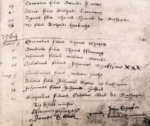 Facsimile register entry for baptism of William Shakespeare on April 26, 1564 (pen & ink on paper) | Obraz na stenu
