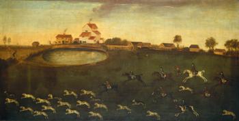 Hunting scene with a pond, 18th century (oil on canvas) | Obraz na stenu