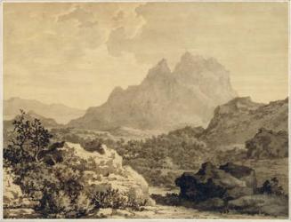 Mountainous Landscape, c.1780 (grey and brown wash on paper prepared with brown ground) | Obraz na stenu