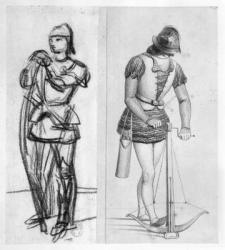 Archer and crossbowman during the reign of Louis XI (1461-83) (pencil on paper) (b/w photo) | Obraz na stenu
