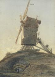 Windmill on a Knoll in a Landscape (w/c with bodycolour on paper) | Obraz na stenu