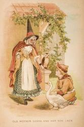 Old Mother Goose and her Son, Jack, Front cover of 'Old Mother Goose's Rhymes and Tales', published by Frederick Warne & Co., c.1890s (chromolitho) | Obraz na stenu