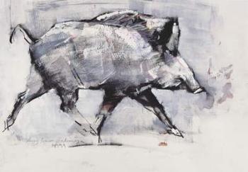 Young boar, Bialowieza, Poland (mixed media on paper) | Obraz na stenu