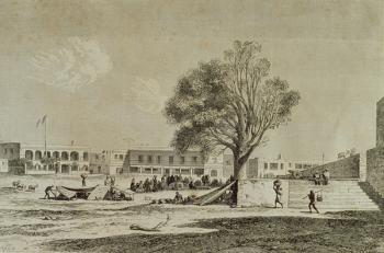 Goree Island, Senegal, in the 1860s, engraved by Charles Maurand (engraving) | Obraz na stenu