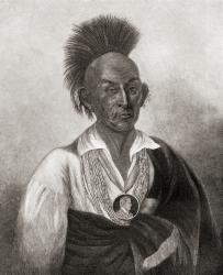 Black Hawk, born Ma-ka-tai-me-she-kia-kiak, 1767 1 838. War leader and warrior of the Sauk American Indian Tribe. From The Century Magazine, published 1887. | Obraz na stenu