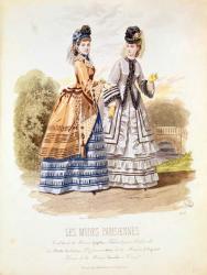 Fashion plate from 'Les Modes Parisiennes', 1870 (coloured engraving) | Obraz na stenu
