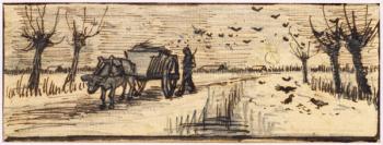 Ox-Cart in the Snow, from a series of four drawings representing the four seasons (pencil, pen & brown ink on paper) (see also 61644-6) | Obraz na stenu
