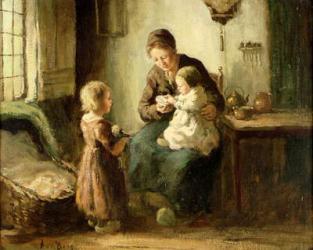 Playing with baby, 19th century | Obraz na stenu