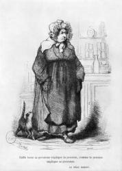 Madame Vauquer, illustration from 'Le Pere Goriot' by Honore de Balzac (1799-1850) (engraving) (b/w photo) | Obraz na stenu