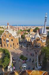 Barcelona, Spain. Pavilions at the entrance to Parc Güell. Guell Park was designed by Antoni Gaudi and is a UNESCO World Heritage Site. | Obraz na stenu