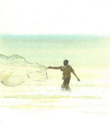 Lone Fisherman 6, 2015 (pen & ink with w/c on paper) | Obraz na stenu