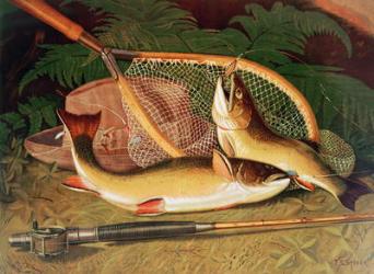 Still Life with a Salmon Trout, a Rod and a Net | Obraz na stenu