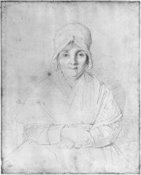 Madame Ingres Mere (1758-1817) 1814 (graphite on paper) (b/w photo) | Obraz na stenu