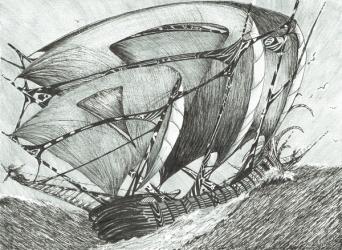 storm creators Sea of Azov, 2017, (Ink on Paper) | Obraz na stenu