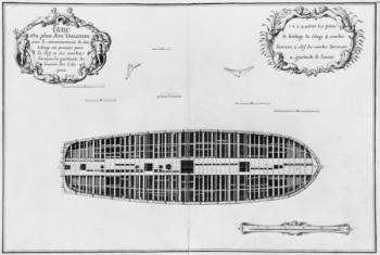 Plan of the first deck of a vessel, illustration from the 'Atlas de Colbert', plate 20 (pencil & w/c on paper) (b/w photo) | Obraz na stenu