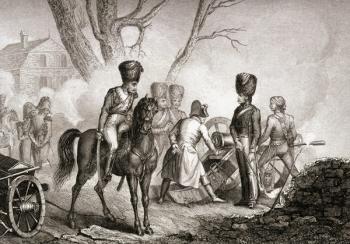 Napoleon (1769-1821) at Montereau-sur-Yonne on 18th February 1814 (engraving) | Obraz na stenu