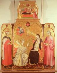 The Annunciation with St. Cosmas and St. Damian, 1409 (gold leaf & tempera on panel) | Obraz na stenu