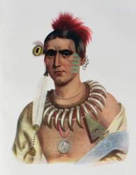 Ma-Has-Kah or 'White Cloud', an Iowa Chief, illustration from 'The Indian Tribes of North America, Vol.1', by Thomas L. McKenney and James Hall, pub. by John Grant (colour litho) | Obraz na stenu