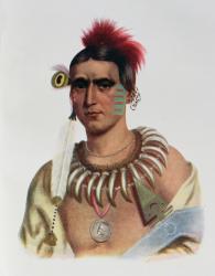 Ma-Has-Kah or 'White Cloud', an Iowa Chief, illustration from 'The Indian Tribes of North America, Vol.1', by Thomas L. McKenney and James Hall, pub. by John Grant (colour litho) | Obraz na stenu