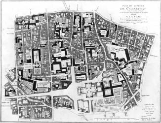 Map of Sainte-Genevieve area, Paris, 1756 (engraving) (b/w photo) | Obraz na stenu