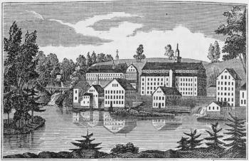 South-East View of the Factories at Yantic Falls, Norwich, from 'Conecticut Historical Collections', by John Warner Barber, 1856 (engraving) | Obraz na stenu