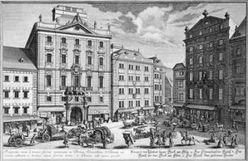 View of Stock-im-Eisen-Platz, Vienna engraved by Karl Remshard (1678-1735) (engraving) | Obraz na stenu