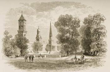 Yale College, New Haven, in c.1870, from 'American Pictures' published by the Religious Tract Society, 1876 (engraving) | Obraz na stenu