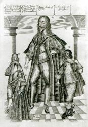 Charles I with his Children (engraving) (b/w photo) | Obraz na stenu