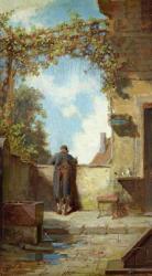 Old Man on the Terrace (oil on panel) | Obraz na stenu