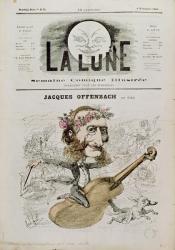 Front cover of 'La Lune', with a caricature of Jacques Offenbach (1819-80) 4th November 1866 (coloured engraving) | Obraz na stenu