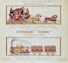 The 'London and York' Royal Mail Coach and Stephenson's 'Triumph', woven for the York Exhibition, 1879 (stevengraph) (see also 5300) | Obraz na stenu