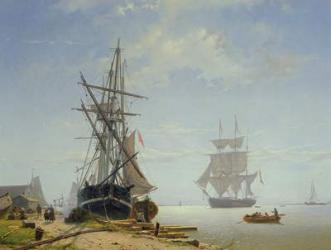 Ships in a Dutch Estuary, 19th century | Obraz na stenu
