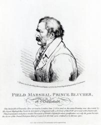 Field Marshal Prince Blucher of Wahlstadt, engraved by J. Vendramini, 1814 (engraving) | Obraz na stenu