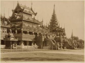 The Hman Kyaung or the glass monastery, Burma, c.1890 (albumen print) (b/w photo) | Obraz na stenu