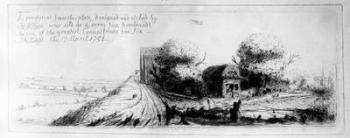 Landscape with country lane and cottages, etched by Benjamin Wilson, 1751 (etching) | Obraz na stenu