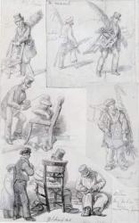 Chair menders on the streets of London, 1820-30 (pencil on paper) | Obraz na stenu